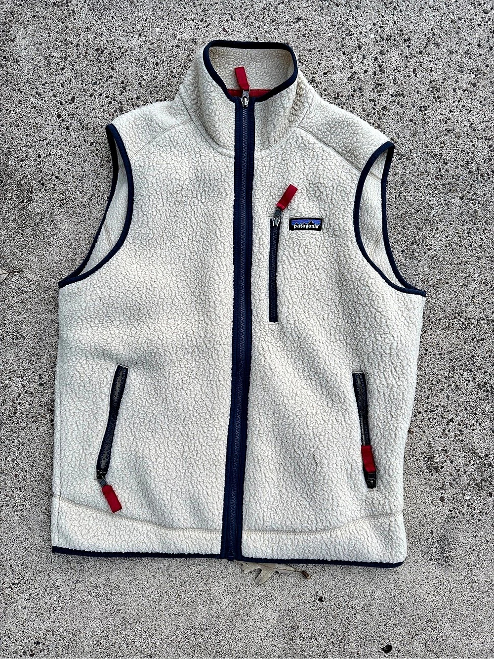 Patagonia Classic Retro-X Fleece Vest White & Blue Medium